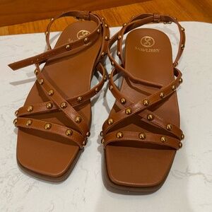 Brown Studded Sandals LIKE NEW